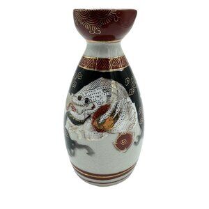 Vintage Japanese Kutani Dragon Sake Bottle Hand-Painted Ceramic 5.25" H